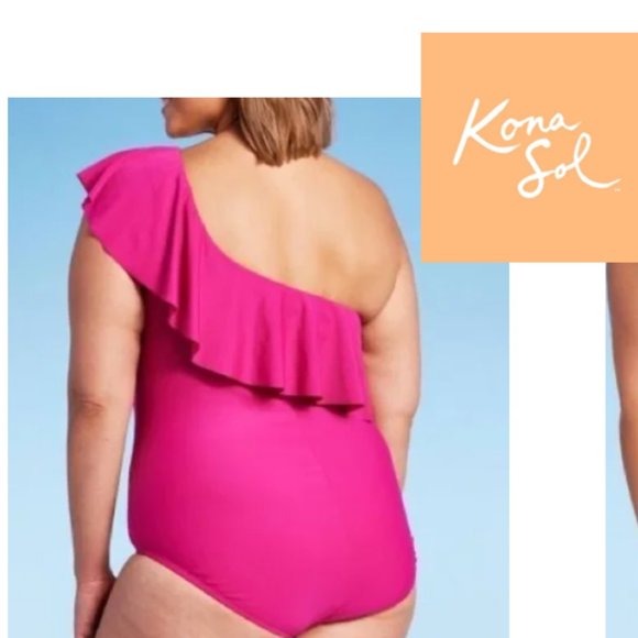 Kona Sol women's one shoulder Ruffle one piece swimsuit, size 20, NWT - Picture 1 of 8